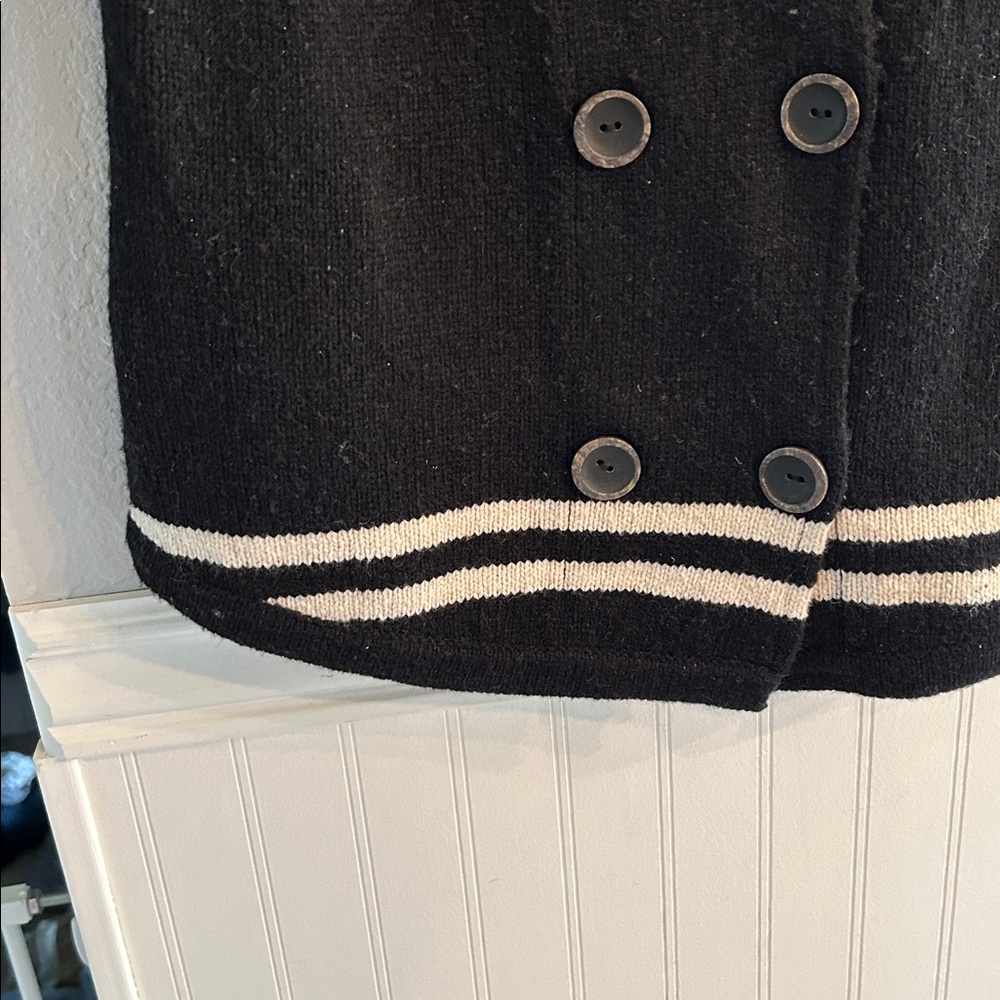 “RuffHewn” Black and White Double-Breasted Pea Coat -SWEATER 😃 - Picture 3 of 9